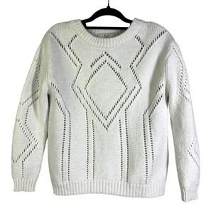 MAGASCHONI White Patterned Knit Pullover Sweater
